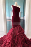 Elegant One Shoulder Mermaid Chiffon Evening Prom Dress Dresses