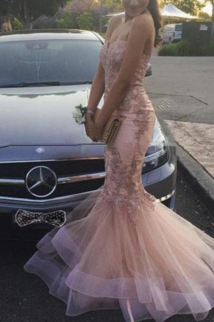 Strapless Mermaid Sweetheart Applique Wedding Prom Gown