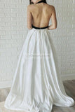 Elegant Deep V-Neck Halter A-Line Prom Gown Evening Dress Dresses