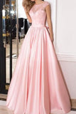 A-line Pink Lace Sleeveless Wedding Dress Evening Gown