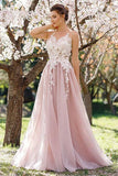 A-line Sleeveless Vintage Applique Wedding Dress Evening Gown