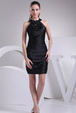 Black Halter Beaded Ruffled Little Black Dress