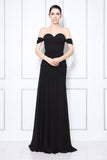 Black Off-the-shoulder Backless Sweetheart Bridesmaid Dress