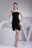 Black One Shoulder Sequined Ruffled Short Dress