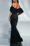 Black Off Shoulder Mermaid Prom Gown Evening Dress