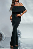 Black Off Shoulder Mermaid Prom Gown Evening Dress