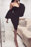 Black Strapless Off-the-Shoulder Sexy Cocktail Dress