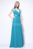 Cap Sleeves Lace A-line Beaded Bridesmaid Dress