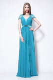 Cap Sleeves Lace A-line Beaded Bridesmaid Dress