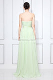 Mint Strapless Ruffled Long Bridesmaid Prom Dress