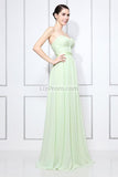 Mint Strapless Ruffled Long Bridesmaid Prom Dress