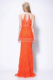 Orange Lace Mermaid Evening Gown Prom Dress