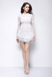 White Sexy Long Sleeves Mini Homecoming Dress