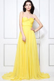 Yellow Strapless A-line Chiffon Bridesmaid Prom Dress