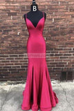 Chic Blue V-Neck Spaghetti Straps Mermaid Prom Dress Dresses
