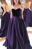 Classic Grape A-line Strapless Sweetheart Evening Dress