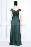 Dark Green Off-the-shoulder A-line Bridesmaid Prom Dress