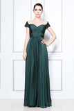 Dark Green Off-the-shoulder Bridesmaid Prom Dress