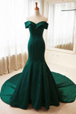 Dark Green Off-the-Shoulder Mermaid Prom Evening Dress