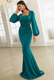 Elegant Mermaid Long Sleeve Formal Evening Dress