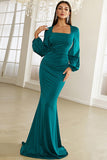 Elegant Mermaid Long Sleeve Formal Evening Dress