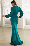 Elegant Mermaid Long Sleeve Formal Evening Dress