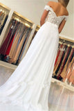 Elegant White Off Shoulder Evening Dress