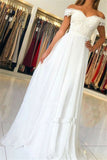 Elegant White Off-the-shoulder Evening Dress Prom Gown