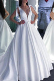 Elegant White A-line Evening Prom Ball Gown