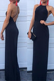 Dark Navy Criss Cross Straps Sheath Backless Evening Dress
