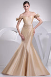 Gold Off-the-Shoulder Taffeta Sweetheart Mermaid Evening Dress