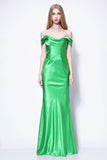 Celebrity Inspired Green Off-the-Shoulder Evening Prom Dress