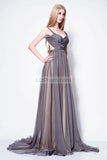 Gray Open Back Chiffon Bridesmaid Wedding Guest Dress