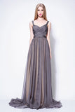 Gray Backless Chiffon Bridesmaid Wedding Guest Dress