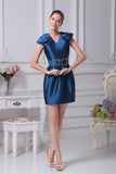 Ink Blue Bodycon Cap Sleeves Graduation Homecoming Dress