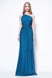 Ink Blue Cut Out One Shoulder Sexy Prom Bridesmaid Dress