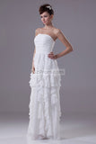 Ivory Strapless Ruffled Prom Wedding Dress