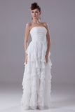 Ivory Strapless Chiffon Ruffled Prom Dress Bridesmaid Dress