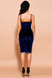 Knee Length Dark Royal Blue Velvet Cocktail Party Dress