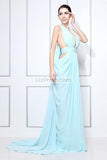 Light Sky Blue Cut Out Sexy Prom Formal Dress