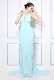 Light Sky Blue Cut Out Sexy Prom Formal Dress