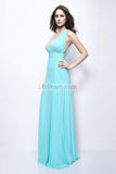 Light Sky Blue Deep V-neck Chiffon Prom Formal Dress