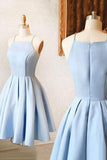 Light Sky Blue A-line Fit And Flare Cocktail Homecoming Dress