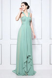 Chic Mint A-line Chiffon Bridesmaid Prom Dress