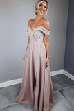 Off-the-Shoulder Spaghetti Straps A-line Prom Bridesmaid Dress