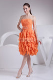 Orange Ruffle Strapless Short Prom Bridesmaid Dress