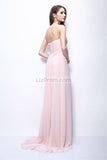 Chic Pearl Pink Strapless Ruffled Bridesmaid Prom Dress