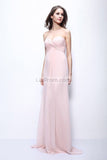 Chic Pearl Pink Strapless Ruffled Bridesmaid Prom Dress