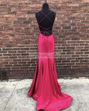 Chic Blue V-Neck Spaghetti Straps Mermaid Prom Dress Dresses
