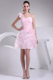 Candy Pink One Shoulder Fit And Flare Homecoming Dress